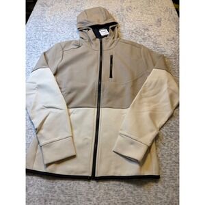 DSG Men Sport Fleece Full Zip Hooded Jacket Khaki Light Sand XS NWT